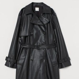 Faux Leather Oversized Trench Coat